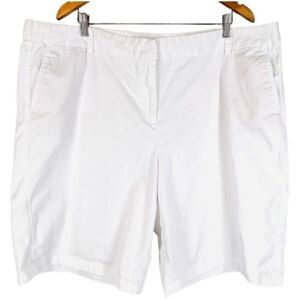 J Jill Walking Dress Shorts 24W White Chino Flat Front 11" Inseam Slash Pockets